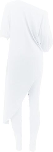 Chatinction Womens Casual 2 Piece Outfit Loose Off Shoulder Irregular Hem Tunic Top Bodycon Pants Tracksuits Set in Saudi Arabia