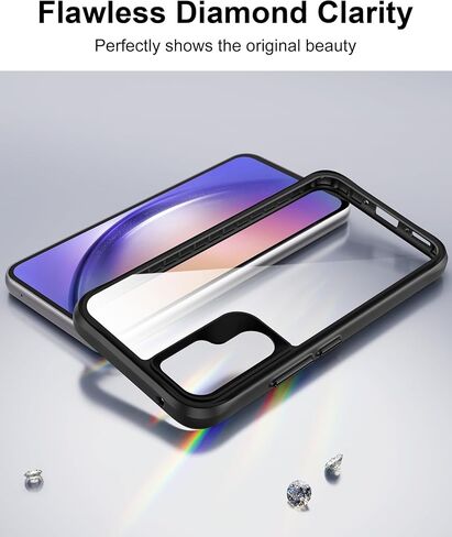 حافظة HOOMIL لهاتف Samsung Galaxy A54 5G شفافة [مضادة للأصفرار] ظهر صلب شفاف مضاد للخدش وحافة سيليكون ناعمة [حماية من السقوط من الدرجة العسكرية] غطاء هاتف مقاوم للصدمات - شفاف كريستالي in Kuwait