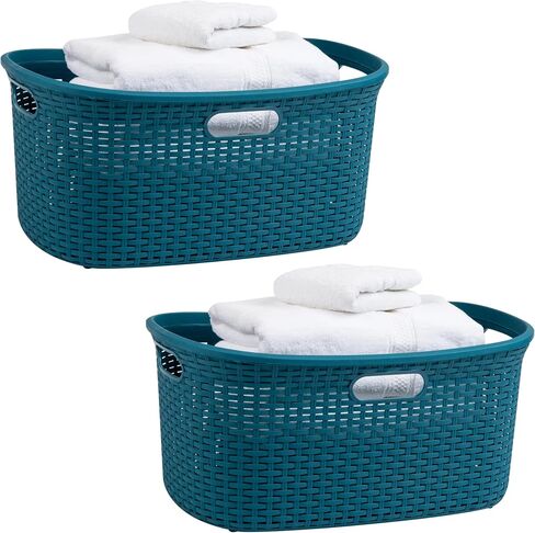 Mind Reader Basket Collection, Laundry Basket, 40 Liter (10kg/22lbs) Capacity, Cut Out Handles, Ventilated, Set of 2, Pink in Saudi Arabia