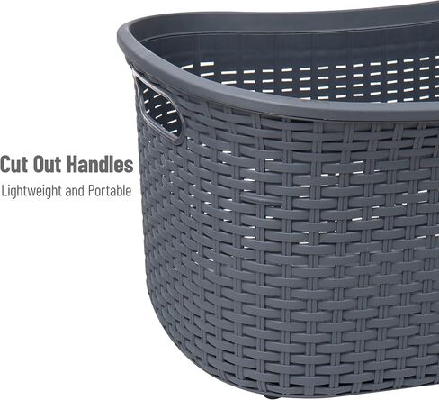 Mind Reader Basket Collection, Laundry Basket, 40 Liter (10kg/22lbs) Capacity, Cut Out Handles, Ventilated, Set of 2, Pink in Kuwait
