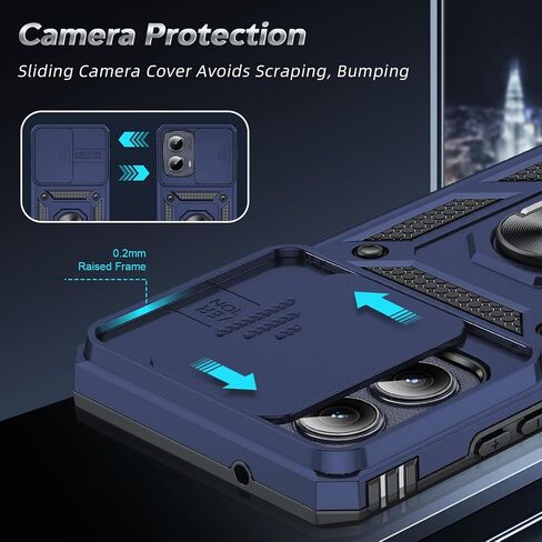 LeYi for Motorola Edge-2024 Case (𝗡𝗼𝘁 𝗙𝗶𝘁 𝗚 𝟱𝗚 𝟮𝟬𝟮𝟰): with Slide Camera Cover, Military-Grade Heavy Duty Cell Phone Case Cover with Magnetic Ring Kickstand for Moto Edge 2024 5G, Black in Saudi Arabia