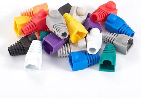 حذاء تخفيف إجهاد كابل شبكة إيثرنت PVC RJ45 الناعم يناسب CAT5 CAT5e CAT6 CAT6A، غطاء قابس موصل كابل مرمز بالألوان RJ45 لكابل LAN (100 حزمة متعددة 10 ألوان) in Kuwait