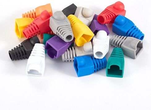 حذاء تخفيف إجهاد كابل شبكة إيثرنت PVC RJ45 الناعم يناسب CAT5 CAT5e CAT6 CAT6A، غطاء قابس موصل كابل مرمز بالألوان RJ45 لكابل LAN (100 حزمة متعددة 10 ألوان) in Kuwait