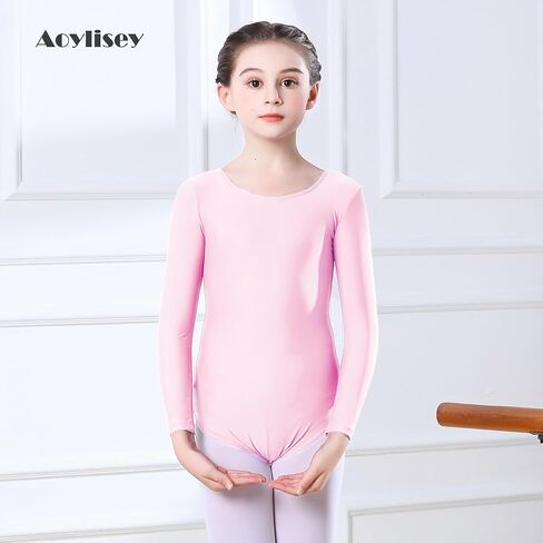Girls' Team Basic Long Sleeve Leotard Gymnastics Ballet Dance Bodysuits for Kids (2-12Years) in Kuwait