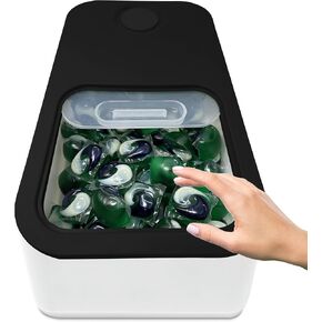 Skywin Laundry Pod Container with Sliding Lid -Stylish Laundry Pod Storage Container for Laundry Room Container Organization for Laundry Detergent Container,Dishwasher Pod Laundry Container(White)