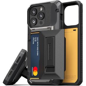 VRS DESIGN Damda Glide Hybrid Phone Case for iPhone 13 Pro Max, Card Slot Holder with Kickstand, Functional Sturdy Case Compatible for iPhone 13 Pro Max Case (2021) Metal Black