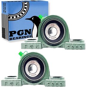PGN UCP202-10 Pillow Block Bearing - Pack of 2 Mounted Pillow Block Bearings - Chrome Steel Bearings with 5/8" Bore - Self Alignment