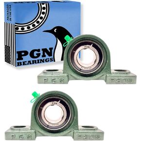 PGN UCP202-10 Pillow Block Bearing - Pack of 2 Mounted Pillow Block Bearings - Chrome Steel Bearings with 5/8" Bore - Self Alignment