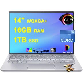 acer Swift 3 OLED Thin and Light Business Laptop 14" WQXGA+ OLED 100% DCI-P3 Intel 14-core i7-12700H 16GB RAM 4TB SSD Backlit Fingerprint USB-C Thunderbolt4 FHD Camera Win11 Silver + HDMI Cable