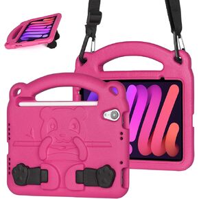 Kids Case for iPad Mini 6th Generation (8.3 Inch 2021), iPad Mini 6 Case for Kids, EVA Shock Proof Light Weight, with Handle Built-in Bracket & Shoulder Strap (Blue)