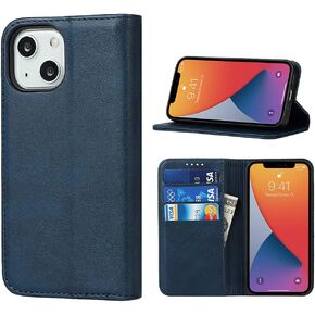 for iPhone 13 Case,for iPhone13 Case,Cowhide Pattern Leather Magnetic Book Wallet Case Stand Holder Flip Cover with Card Slots/Cash Compatible with iPhone 13 -Light Blue