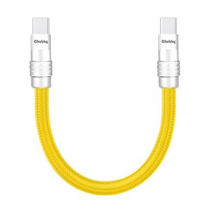 chubbycable Short USB C Cable 240W Fast Charging Nylon Braided Type C Charger Cord for Power Bank, Phones, Tablets, Dark Blue+Dark Blue, Type-C to Type-C, 0.82FT
