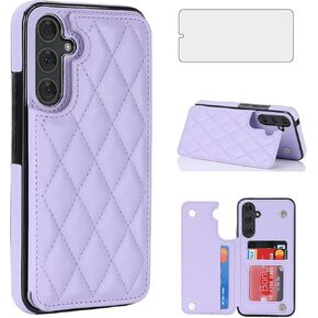 Asuwish Phone Case for Samsung Galaxy A54 5G Wallet Cover with Tempered Glass Screen Protector and Leather RFID Credit Card Holder Stand Cell Accessories A545G A 54 54A 4G G5 SM A546U Women Men Red