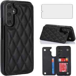 Asuwish Phone Case for Samsung Galaxy A54 5G Wallet Cover with Tempered Glass Screen Protector and Leather RFID Credit Card Holder Stand Cell Accessories A545G A 54 54A 4G G5 SM A546U Women Men Red