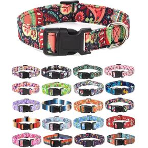 Moonpet Dog Collars for Puppy X-Small Small Medium Large Dogs - Unisex Cute Design Boys Girls Dog Pet Collar Soft Adjustable Bohemia Fancy Floral Dog Collars-Daisy-S