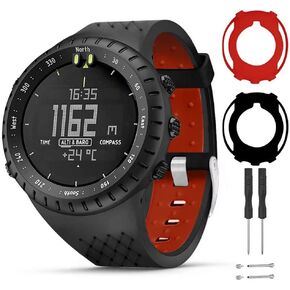 Watch Band Compatible for Suunto Core Strap, Silicone Replacement Bracelet Accessory and Full Cover Protective Case for Suunto Core Smart Watch