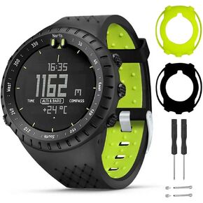 Watch Band Compatible for Suunto Core Strap, Silicone Replacement Bracelet Accessory and Full Cover Protective Case for Suunto Core Smart Watch