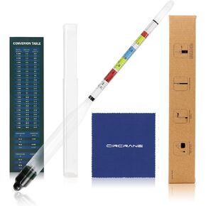 Circrane Hydrometer & Glass Test Jar Set, Triple Scale Alcohol Hydrometer with Glass Cylinder for Brew Beer, Wine, Mead and Kombucha, ABV, Brix and Gravity Test Kit, Home Brewing Supplies