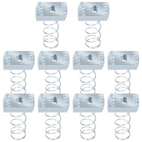 10pcs 5/16"-18 Spring Strut Channel Nut Thickened Zinc Plated Strut Nuts with Spring Standard Hardware Channel Nuts for Use with Steel Strut Channels