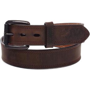 ARIAT Brown Western Mens Distressed Double Stitch Belt with Logo MFW Model A1012702