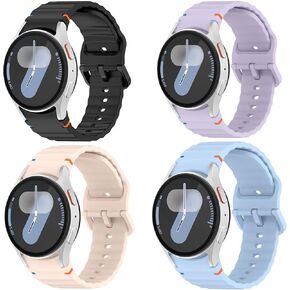NINKI 4 Pack Silicone Band Compatible for Samsung Galaxy Watch 7 40mm 44mm / Watch 6 5 4 Pro Band 45mm 40mm 44mm/ Classic 43mm 47mm 42mm 46mm, Sport No Gap Strap for Samsung Watch 7 Bands Men Women