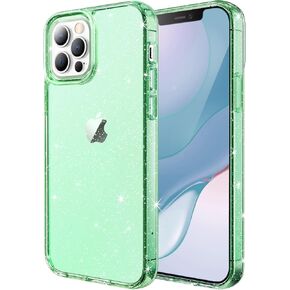 JETech Glitter Case for iPhone 12 Pro Max, 6.7-Inch, Bling Sparkle Shockproof Phone Bumper Cover, Cute Sparkly for Women and Girls (Clear)