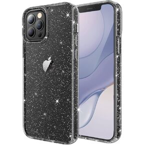 JETech Glitter Case for iPhone 12 Pro Max, 6.7-Inch, Bling Sparkle Shockproof Phone Bumper Cover, Cute Sparkly for Women and Girls (Clear)