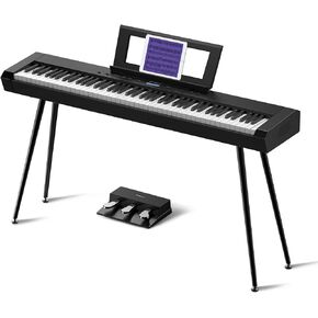 Starfavor Digital Piano 88 Key Weighted Keyboard Piano, SP-20 Piano Keyboard Electric Piano with Keyboard Stand, Piano Pedal 3-Pedal, Matte Black