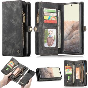 JGY Google Pixel 8A Leather Wallet case,Pixel 8A Detachable Magnetic case with Zipper Pocket Card Holder Pixel 8A Full Cover Shockproof Detachable Wallet case for Women Men (Blue)