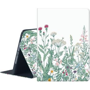 Case for ipad 9th/8th/7th Generation 10.2 inch Cover 2021/2020/2019, PU Leather Adjustable Stand Protective Folio Cover Shell with Auto Wake/Sleep, Flower Hummingbirds