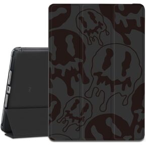 Pink Cute Face Pad Case for iPad 5th/6th Generation Case with Pencil Holder Anti-Scratch Lightweight Trifold Stand Case Soft TPU Cover Case (Model:A1822 A1823 A1893 A1954)