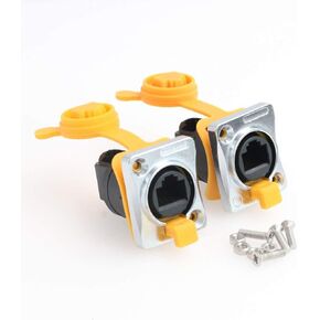 SZRMCC RJ45 Panel Mount Connector Cat5e RJ45 Ethernet Female LAN Module Bulkhead Panel Mount Coupler IP65 Waterproof Connector Socket with DustCap