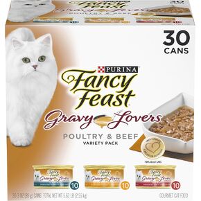 Purina Fancy Feast Wet Cat Food Variety Pack Gourmet Naturals Seafood - (30) 3 oz. Cans