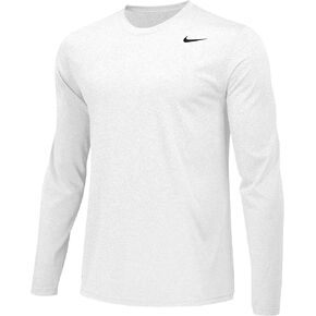 Nike Boys Legend Long Sleeve Athletic T-Shirt (White, Youth Medium)