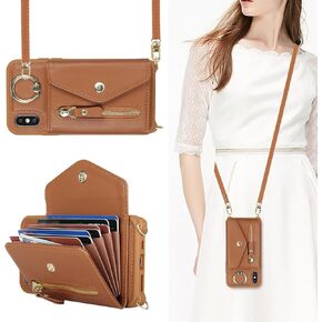 iPhone Xs Max Case with Zipper Card Holders and Strap for Women, iPhone Xs max Phone Case Wallet Compatible PU Leather Button Flip Shockproof Wallet Case for iPhone Xs Max-Pink in Kuwait