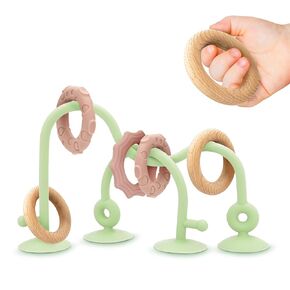 Baby Suction Cup Sensory Toy - Gentle 24hr Adhesion Montessori Sensory Teething Highchair Toy Gift for 0-6 6-12 Months Babies, Interactive Silicone Bath Teether Toys for Infants, Toddlers