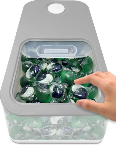 Skywin Laundry Pod Container with Sliding Lid -Stylish Laundry Pod Storage Container for Laundry Room Container Organization for Laundry Detergent Container,Dishwasher Pod Laundry Container(White) in Kuwait