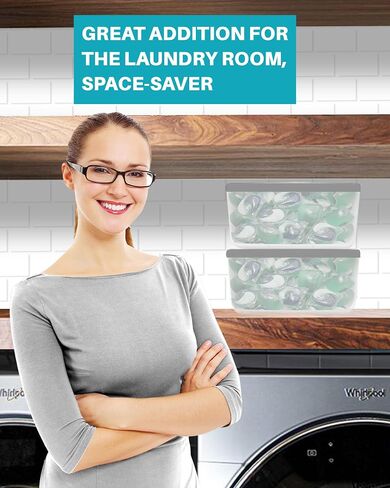 Skywin Laundry Pod Container with Sliding Lid -Stylish Laundry Pod Storage Container for Laundry Room Container Organization for Laundry Detergent Container,Dishwasher Pod Laundry Container(White) in Kuwait