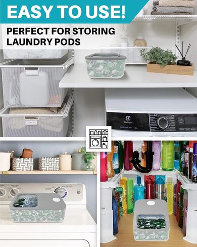 Skywin Laundry Pod Container with Sliding Lid -Stylish Laundry Pod Storage Container for Laundry Room Container Organization for Laundry Detergent Container,Dishwasher Pod Laundry Container(White) in Kuwait