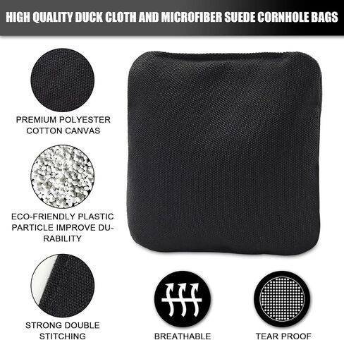 JIMTERRY Professional Cornhole Bags Set of 8 Dual Sided Corn Holes Bags Double Sided Regulation Slick and Stick Corn Hole Bean Bags for Pro Corn Hole Game in Saudi Arabia