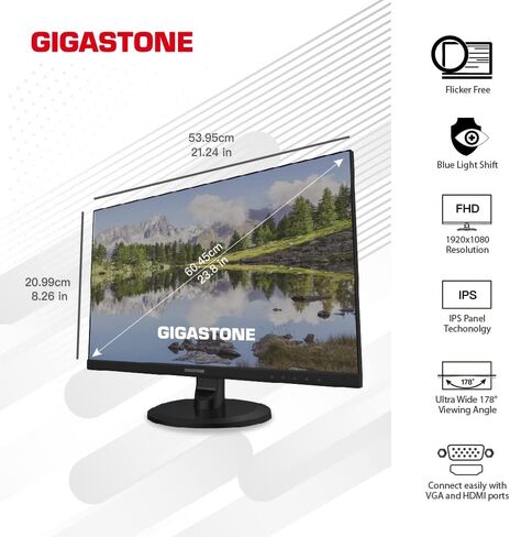 Gigastone 22 inch VA LED Back Light Monitor 2-Pack 75Hz FHD 1920 x 1080, 1080P 178° Wide View Frameless, Dual Monitor, 4ms, Eye Care Technology, Ergonomic Tilt VESA Mount, HDMI VGA in Saudi Arabia