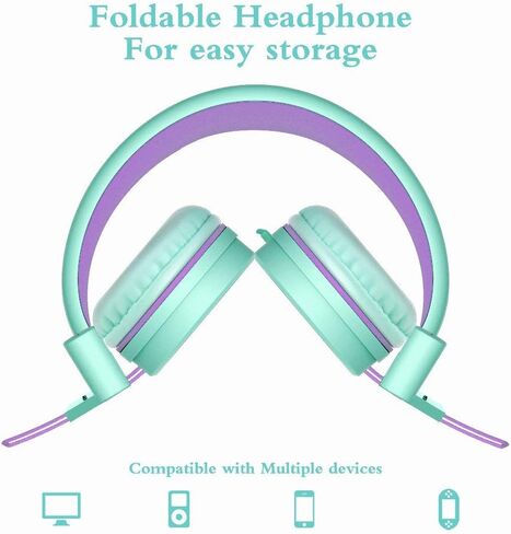 ELECDER i37 Kids Headphones for School Children Girls Boys Teens Foldable Adjustable On Ear Headphones with 3.5mm Jack for Smartphones Chromebook Laptop Computer PC Tablets Travel Black/Red in Kuwait
