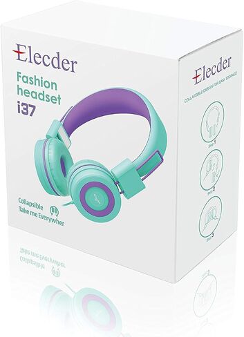 ELECDER i37 Kids Headphones for School Children Girls Boys Teens Foldable Adjustable On Ear Headphones with 3.5mm Jack for Smartphones Chromebook Laptop Computer PC Tablets Travel Black/Red in Kuwait