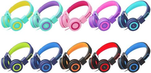 ELECDER i37 Kids Headphones for School Children Girls Boys Teens Foldable Adjustable On Ear Headphones with 3.5mm Jack for Smartphones Chromebook Laptop Computer PC Tablets Travel Black/Red in Kuwait