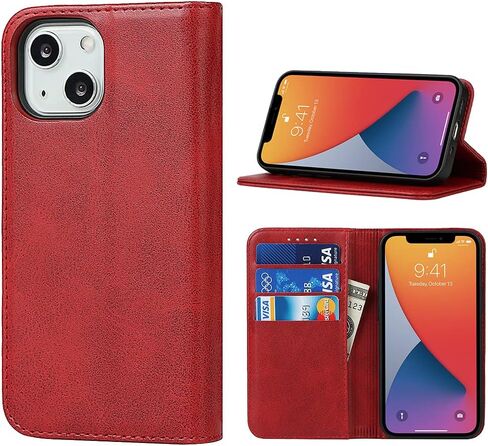 حافظة لهاتف iPhone 13، حافظة iPhone13، حافظة محفظة كتب مغناطيسية من جلد البقر بنمط جلد البقر، غطاء قلاب مع فتحات للبطاقات/النقود متوافقة مع iPhone 13 - أزرق فاتح in Kuwait