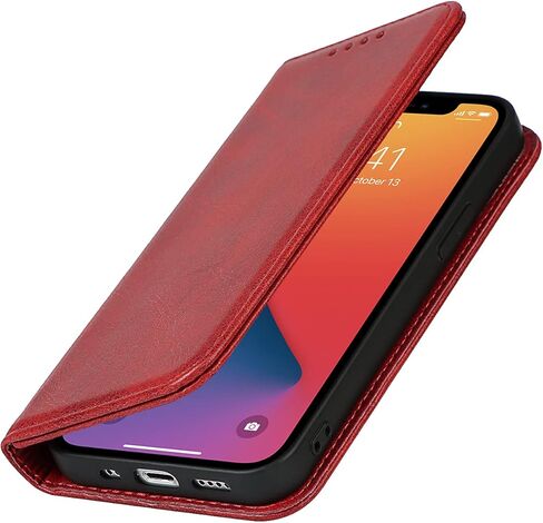 حافظة لهاتف iPhone 13، حافظة iPhone13، حافظة محفظة كتب مغناطيسية من جلد البقر بنمط جلد البقر، غطاء قلاب مع فتحات للبطاقات/النقود متوافقة مع iPhone 13 - أزرق فاتح in Kuwait