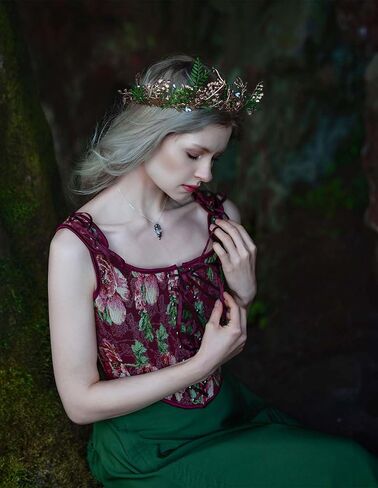 Scarlet Darkness Corset Tops For Women Renaissance Lace Up Floral Overbust Boned Bustier Bodice in Saudi Arabia