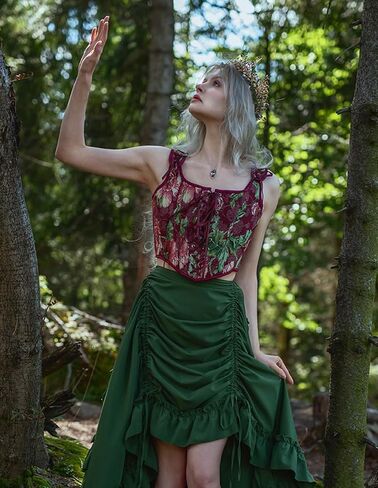 Scarlet Darkness Corset Tops For Women Renaissance Lace Up Floral Overbust Boned Bustier Bodice in Saudi Arabia