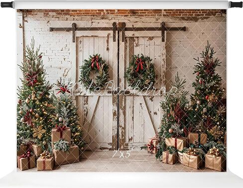 Kate Christmas Backdrops Christmas Barn Door Backdrop Shabby Door Photography Backdrops, 7X5ft in Saudi Arabia
