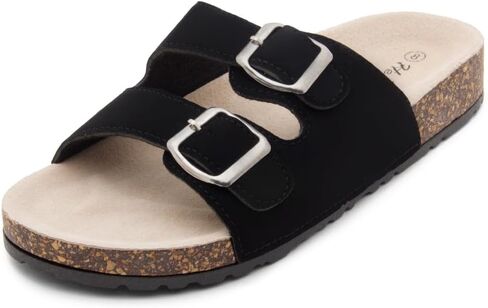 Herstyle Womens Cork Footbed Slides for Women, Double Strap Flat Sandals, Adjustable Buckle Comfort Slip On Shoes, Summer Beach Casual Walking Slippers in Saudi Arabia